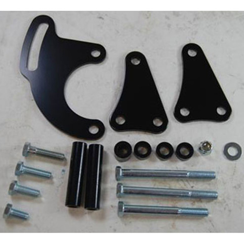 RPC Power Steering Saginaw Direct Fit Bracket Kit Steel Black SB Chev Long Water Pump
