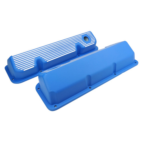 RPC Valve Cover Set ,Cast Aluminium , Ford Blue , Machined fins , SB For Ford 302-351C , Pair