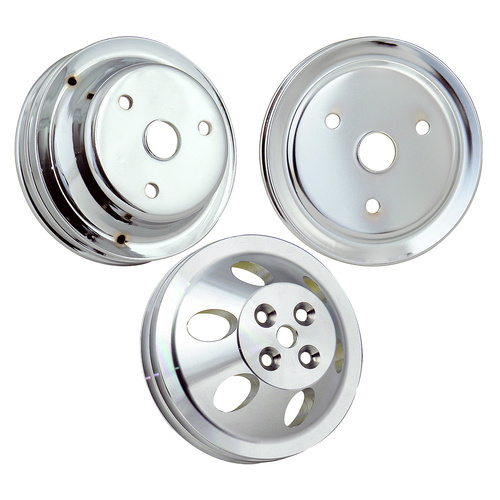 RPC Pulley, Crank, BB Chev, 3 Groove Lover, Short Water Pump, Satin, Each  
