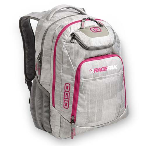 Racepak Backpack, Racepak Backpack w/ Dual Main Compartments And An Ultra-Padded Air Mesh Back. (White/Pink), Blizzard Pink