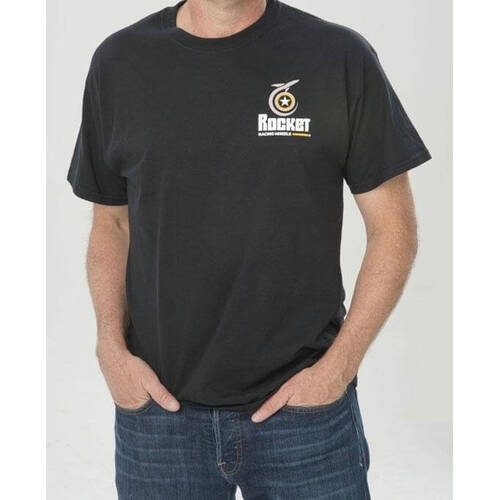 Rocket Racing Wheels T-Shirt, Rts1-B-M Logo Medium, Adult Medium. Sold Individually., Black