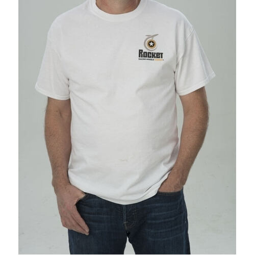 Rocket Racing Wheels T-Shirt, Rts1-W-2XL Logo, 2XL, Adult 2XL. Sold Individually, White