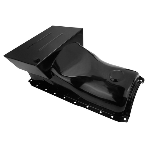 RTS Oil Pan, SB For Ford 302-351C, 408 Stroker, Steel Black, 6.5 lt, Windage Tray, suit early Falcon, each