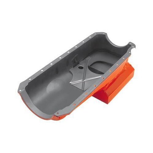 RTS Oil Pan Sump, Steel Orange Finish, Super Pan Drag Race 6.5lt, SB For Chevrolet Driver Dipstick
