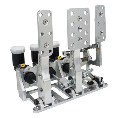 RTS Racing Hydraulic Pedals Box, Lightweight Aluminium, Floor Mount, Brake, Clutch, Accelerator Pedal with Cylinders, Raw, Kit