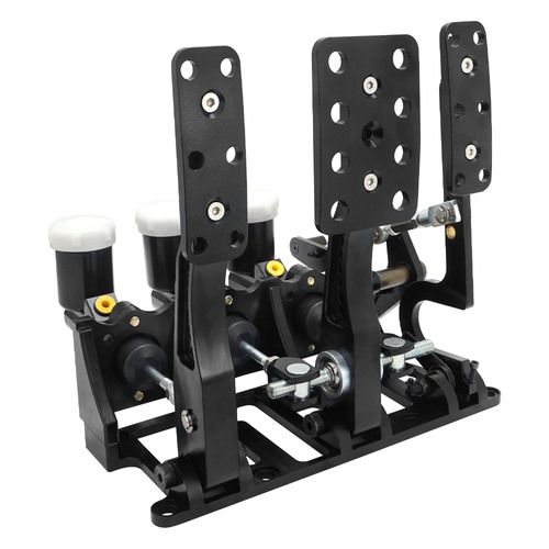 RTS Racing Hydraulic Pedals Box, Lightweight Aluminium, Floor Mount, Brake, Clutch, Accelerator Pedal with Cylinders, Black, Kit