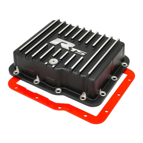 RTS Transmission Pan, Deep, Aluminium, Finned Black Powdercoat, GM, Powerglide