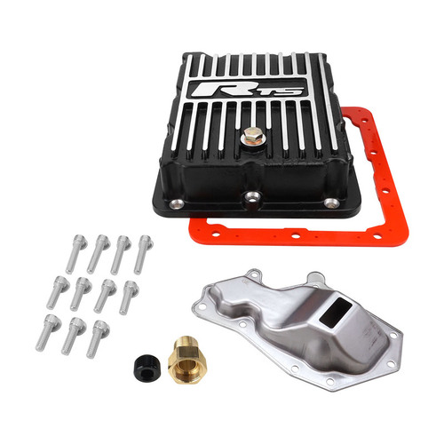 RTS Transmission Pan, Deep, Aluminium, Finned Black Powdercoat, For Ford C-4, C10, Kit