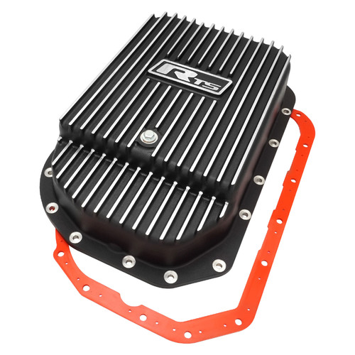 RTS Transmission Pan, Deep, Aluminium, Finned Black Powdercoat, GM Chev Holden, 4L80E 4L85E, Kit