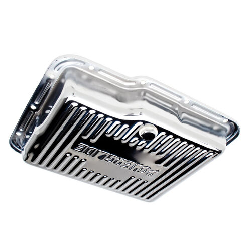 RTS Transmission Pan, Stock, Steel Ribbed, Chrome, GM Chev Holden Powerglide, Each