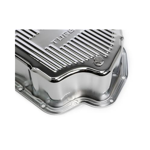 RTS Transmission Oil Pan, Extra Capacity, Steel Ribbed, Chrome, GM Chev Holden TH400, Each