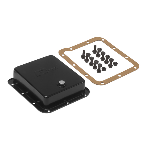 RTS Transmission Pan, Deep, Black Powdercoat Steel, For Ford C4, C10, Each