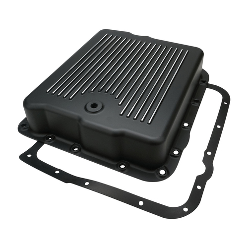 RTS Transmission Pan, Extra Capacity, Cast Aluminium, Black/Machined Finned, Chev, Holden Commodore, 700R4, 4L60 , Each