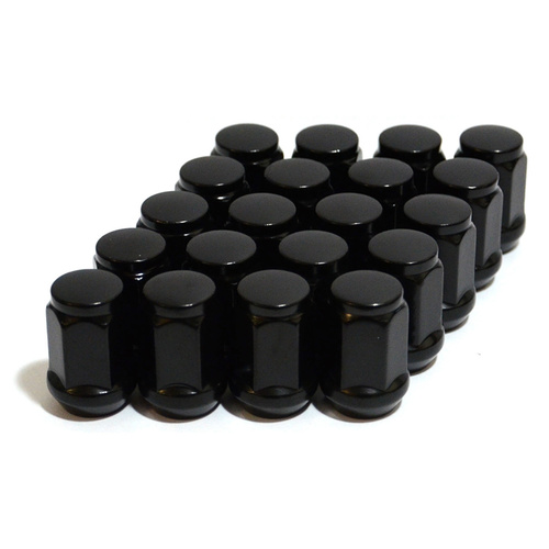 SAAS Wheel Nut, Flat Head Bulge, 12 x 1.25, Black, 35mm, Each