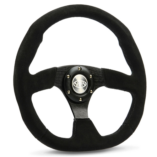 SAAS Steering Wheel Suede 14 in. Black Flat Bottom, Each