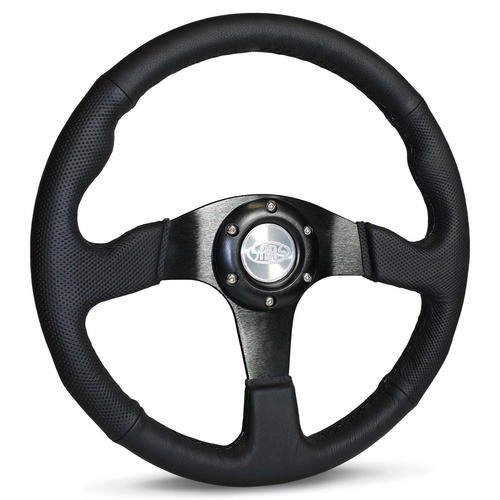 SAAS Steering Wheel Leather 14 in. Black Spoke, Each