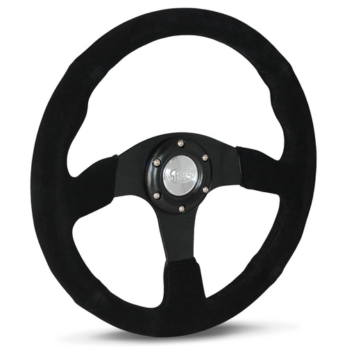 SAAS Steering Wheel Suede 14 in. Black Spoke, Each