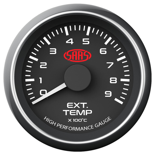 SAAS Exhaust Temp Gauge 0°-900° 52mm Black Muscle Series, Each