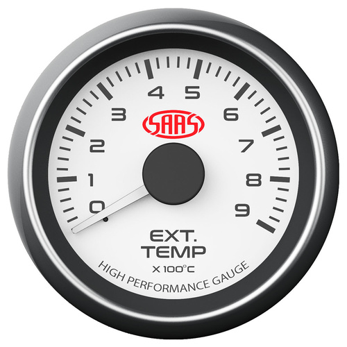 SAAS Exhaust Temp Gauge 0°-900° 52mm White Muscle Series, Each