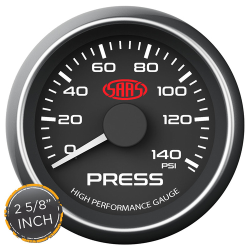 SAAS Oil Press Gauge 0-140Psi 2 5/8 Inch Black, Each