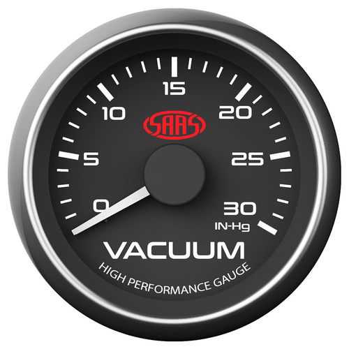 SAAS Vacuum Gauge 0-30Inhg 52mm Black Muscle Series, Each