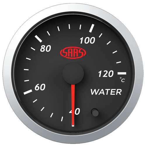 SAAS Water Temp Gauge 40°-120° 52mm Black Street Series, Each