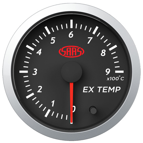 SAAS Exhaust Temp Gauge 0°-900° 52mm Black Street Series, Each