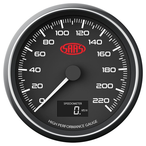SAAS Speedometer 0 - 220 Kph 3 1/2 Indash Black, Each