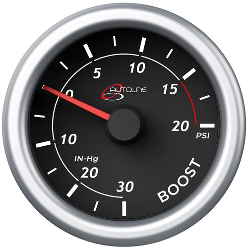 SAAS Boost Gauge 30Inhg-20Psi 52mm Black Autoline, Each