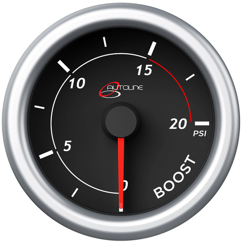 SAAS Boost Gauge Diesel 0-20 Psi 52mm Black Autoline, Each