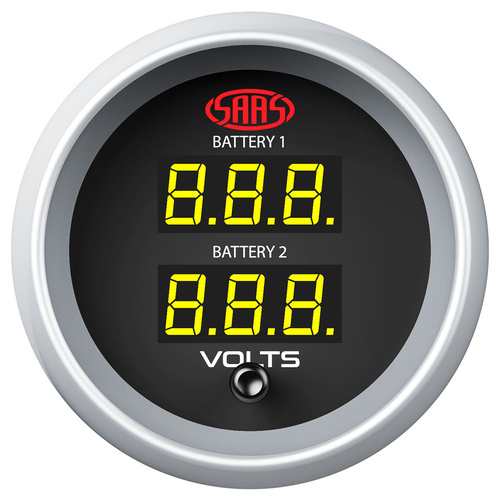 SAAS Dual Volt Digital Gauge 8V-18V Series2 52mm Black, Each