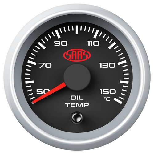 SAAS Saas Oil Temperature Gauge 52mm - Black, Each