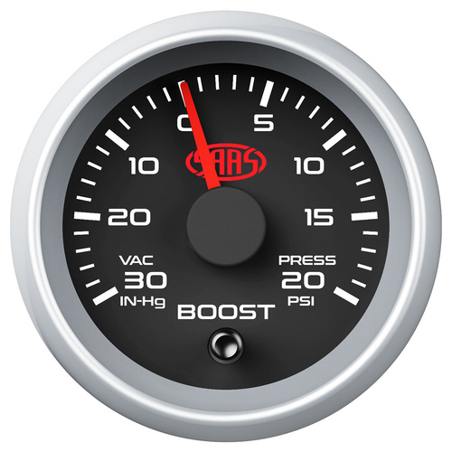 SAAS Boost Gauge 30Inhg-20Psi Series2 52mm Black, Each