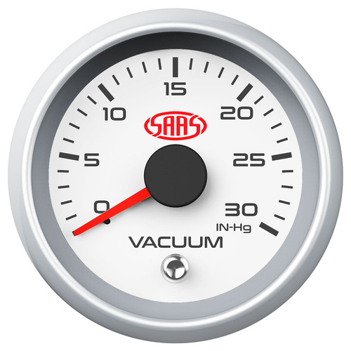 SAAS Vacuum Gauge 0-30Inhg Series2 52mm White, Each