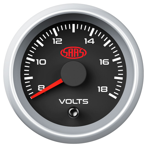 SAAS Volt Gauge 8V-18V Series2 52mm Black, Each