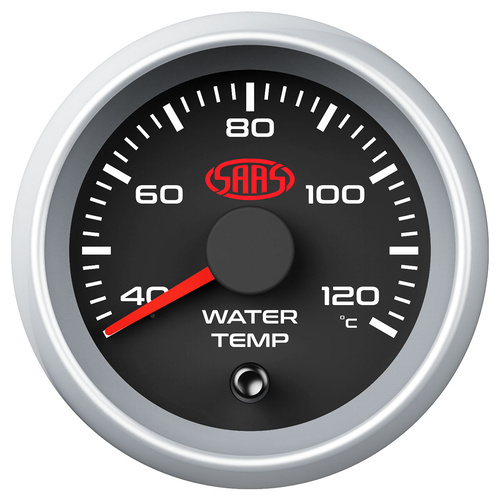 SAAS Water Temp Gauge 40°-120° Series2 52mm Black, Each