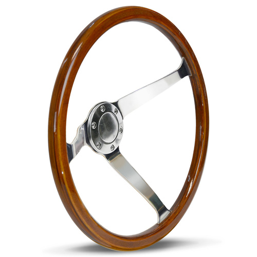 SAAS Steering Wheel Wood 15 in. Classic Dd Satin Alloy Solid, Each