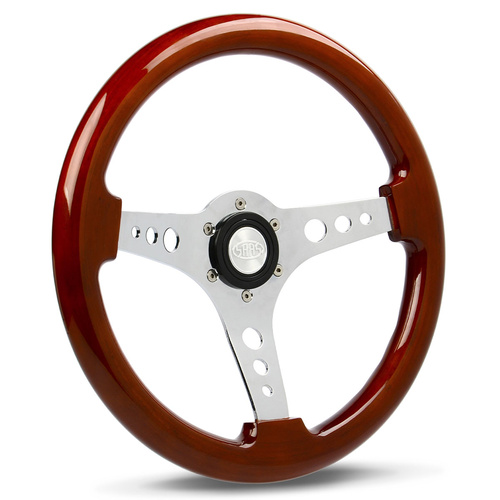 SAAS Steering Wheel Wood 14 in. Logano Chrome Spoke, Each
