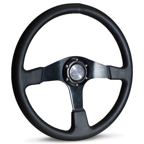 SAAS Steering Wheel Leather 15 in. Octane Blk Spoke, Each
