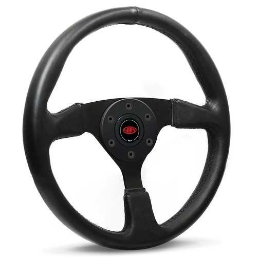 SAAS Steering Wheel Leather 14 in. Director Black Spoke, Each