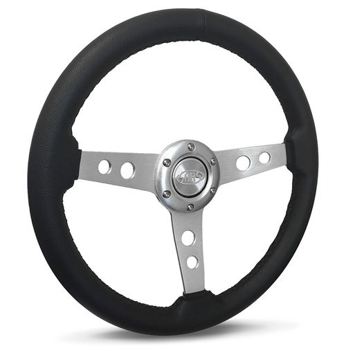 SAAS Steering Wheel Pvc 14 in. Retro Brushed Spoke, Each