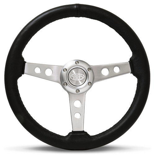 SAAS Steering Wheel Leather 14 in. Retro Satin Polished Spoke, Each