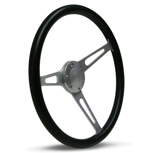 SAAS Steering Wheel Poly 15 in. Classic Brushed Alloy Slotted, Each