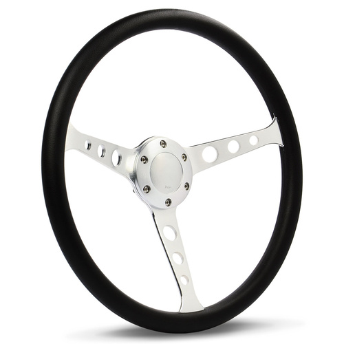 SAAS Steering Wheel Poly 15 in. Classic Brushed Alloy With Holes, Each
