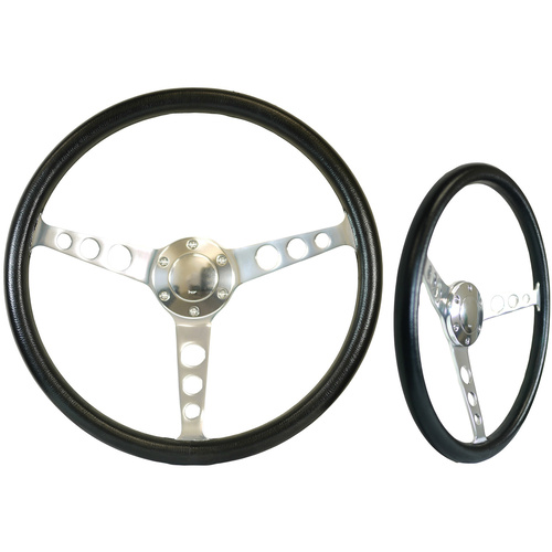 SAAS Steering Wheel Classic Polyurethane, 50 mm Deep Dish Polished Spoke 15'