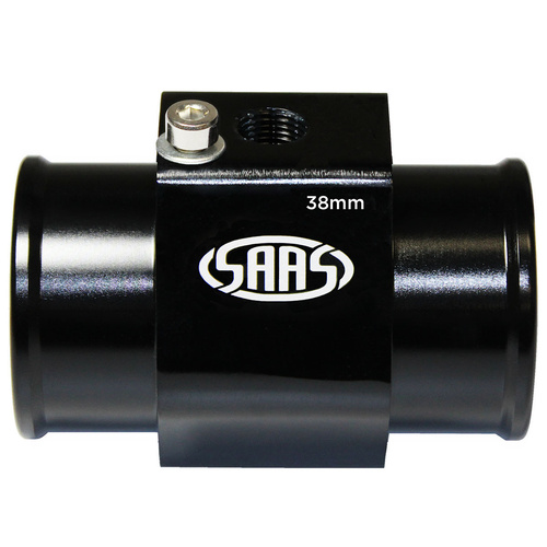 SAAS Water Temp Adapter Rad Hose 38mm Black Aluminium, Each