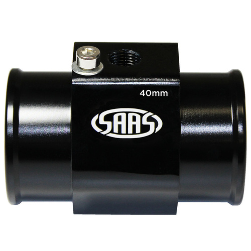 SAAS Water Temp Adapter Rad Hose 40mm Black Aluminium, Each