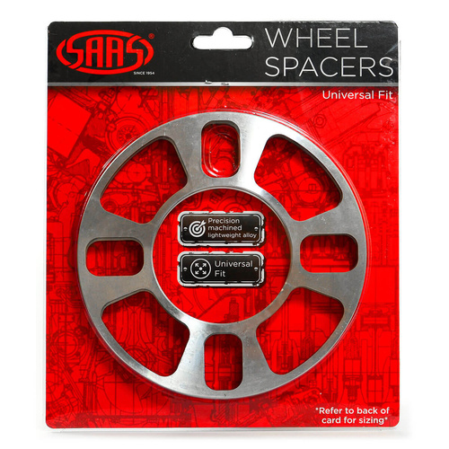 SAAS Wheel Spacer, Universal, 4 Stud, 3mm, Alloy, Pair