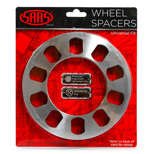 SAAS Wheel Spacer, Universal, 5 Stud, 3mm, Alloy, Pair