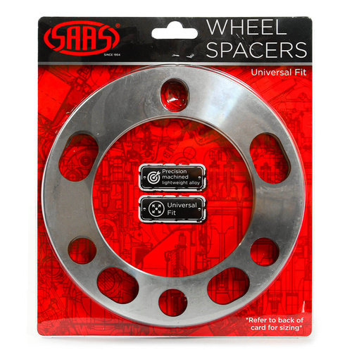 SAAS Wheel Spacer, Universal, 6 Stud, 6mm, Alloy, Pair